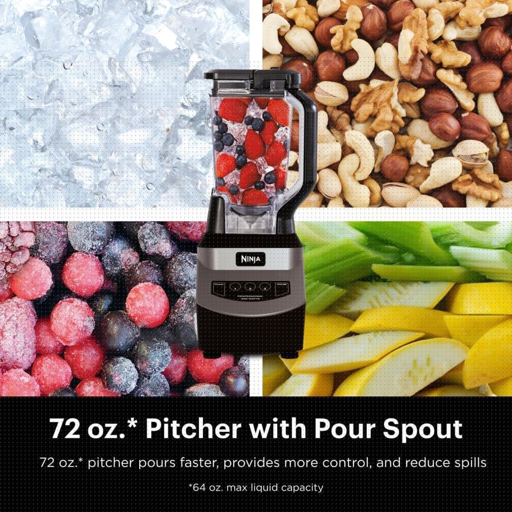 Ninja BL610 Professional 72 Oz Countertop Blender with 1000-Watt Base and Total Crushing Technology for-Smoothies, Ice and Frozen Fruit, Black