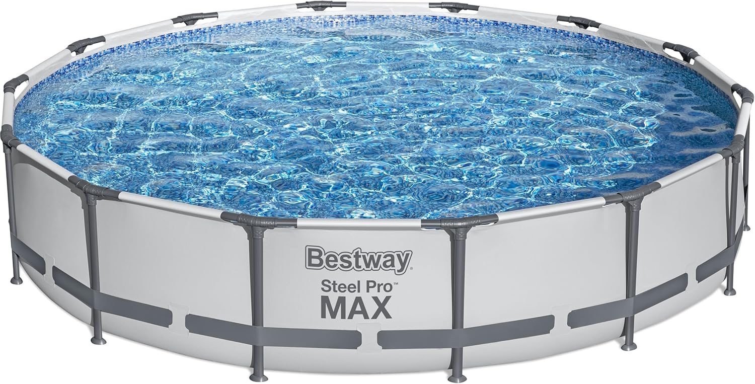 Steel Pro MAX 10 Foot x 30 Inch Round Metal Frame Above Ground Outdoor Backyard Swimming Pool Set with 330 GPH Filter Pump